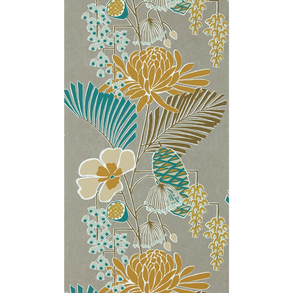 Salon Wallpaper 112151 by Harlequin in Platinum Peacock Seafoam